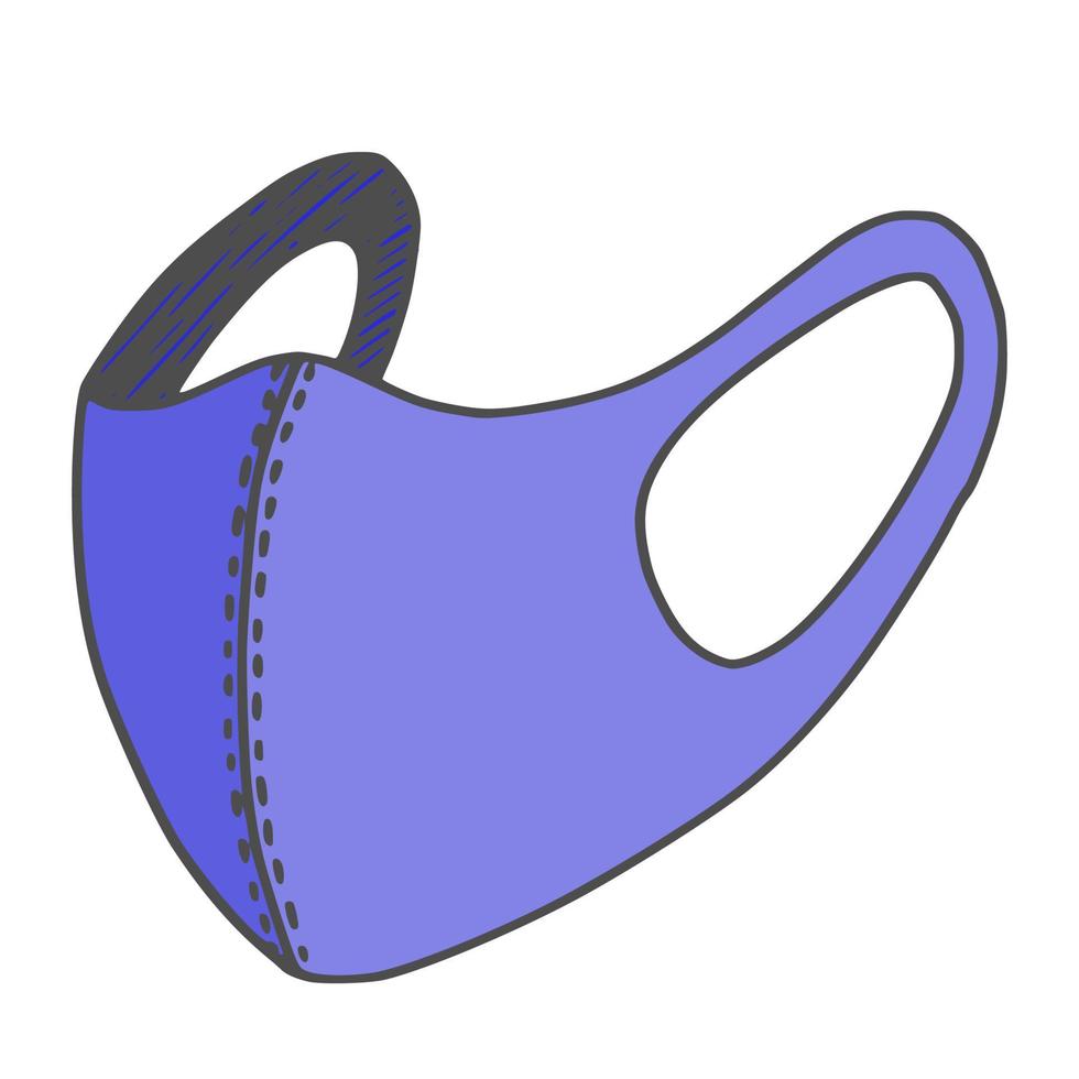 maschera protettiva un pezzo in tessuto viola. scarabocchio vettore