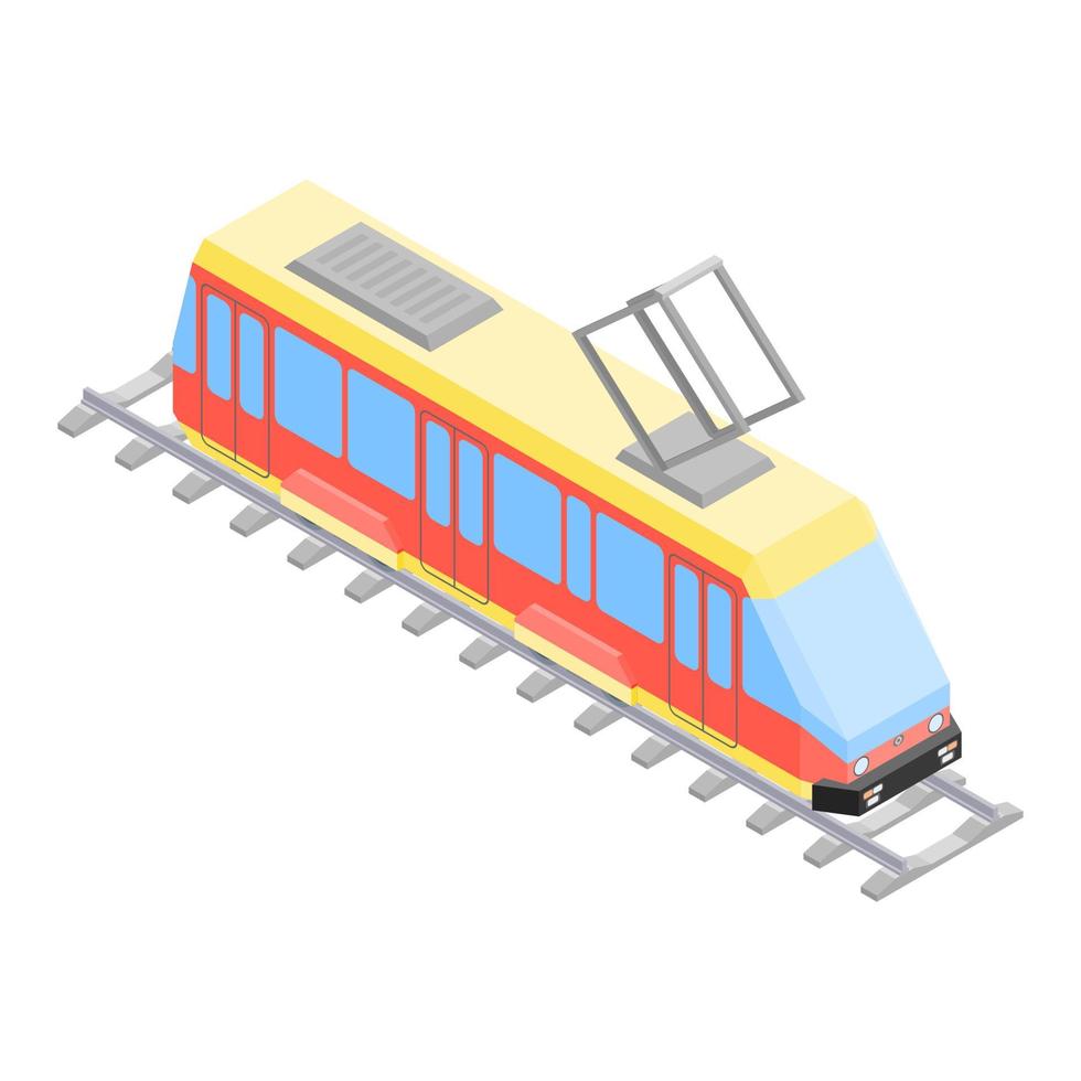 immagine isometrica del tram di trasporto urbano su rotaie new vettore