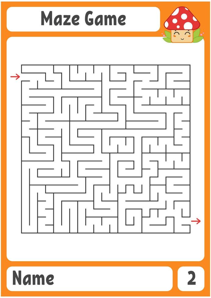 labirinto quadrato. gioco per bambini. puzzle per bambini. enigma del labirinto. illustrazione vettoriale a colori. trovare la strada giusta. lo sviluppo del pensiero logico e spaziale.