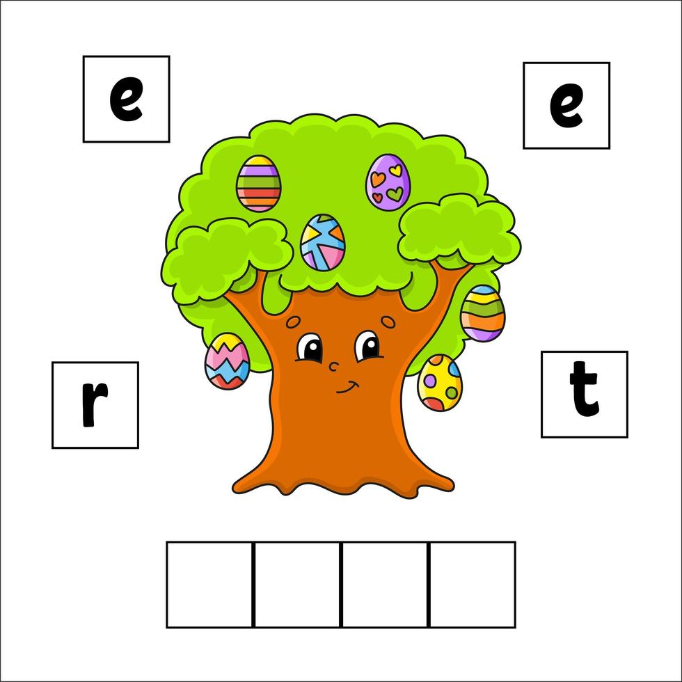 puzzle di parole. foglio di lavoro per lo sviluppo dell'istruzione. gioco di apprendimento per bambini. pagina delle attività. puzzle per bambini. indovinello per la scuola materna. illustrazione vettoriale in stile cartone animato carino.