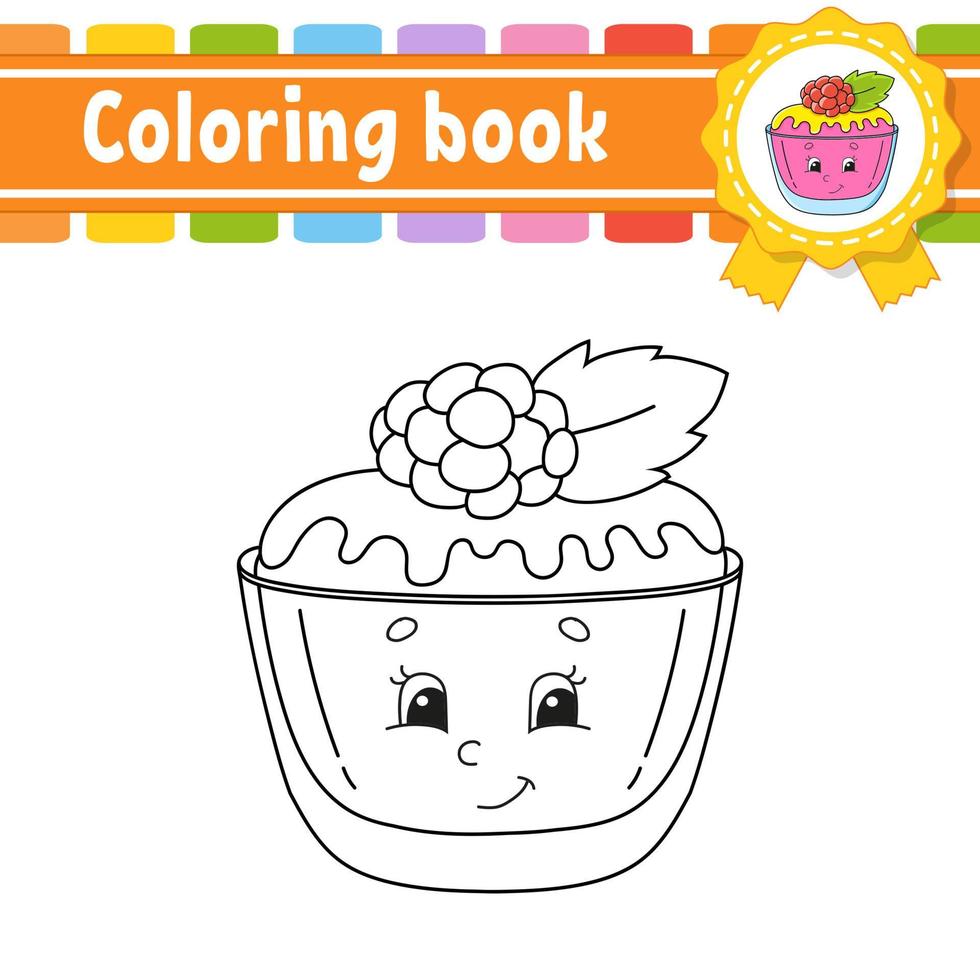 libro da colorare per bambini. carattere allegro. illustrazione vettoriale. stile cartone animato carino. sagoma di contorno nero. isolato su sfondo bianco. vettore