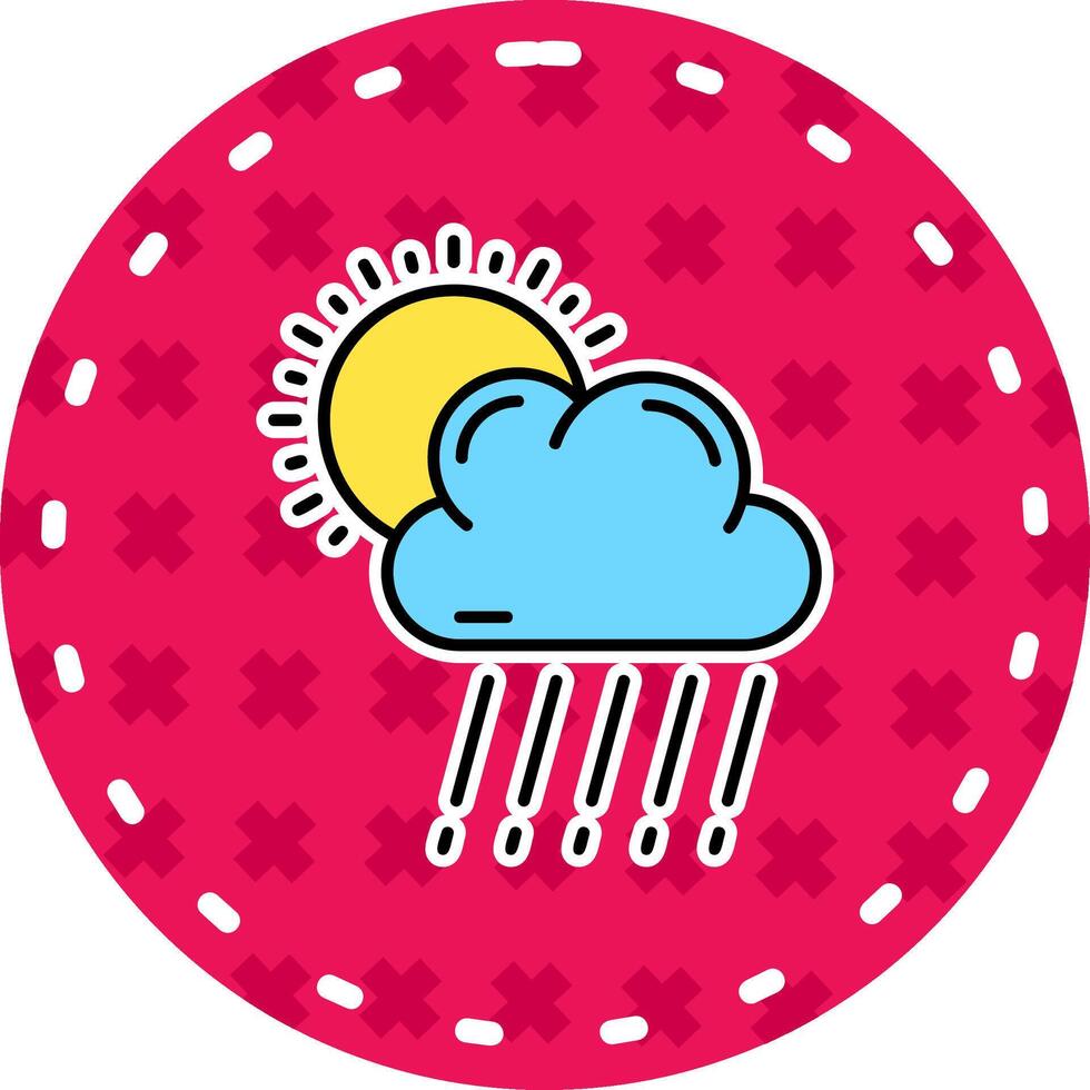 pioggia linea pieno etichetta icona vettore
