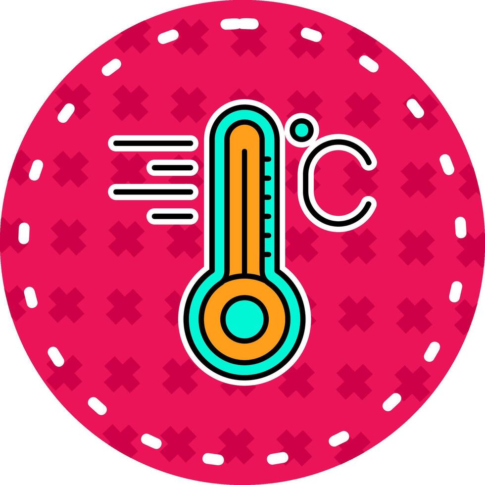 temperatura linea pieno etichetta icona vettore