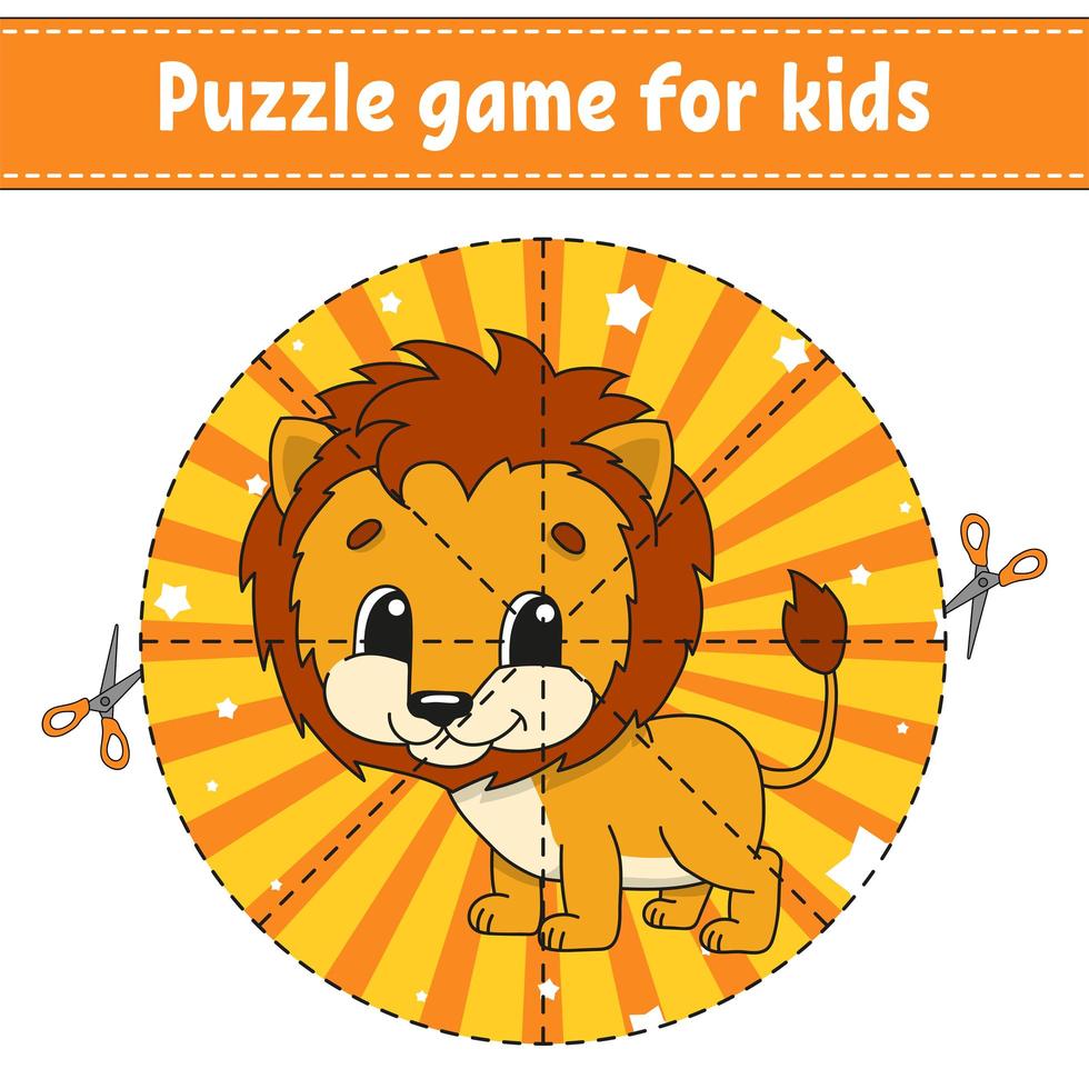 taglia e gioca. puzzle di logica per bambini. foglio di lavoro per lo sviluppo dell'istruzione. gioco di apprendimento. pagina delle attività. pratica di taglio per la scuola materna. semplice illustrazione vettoriale piatto isolato in stile cartone animato carino.