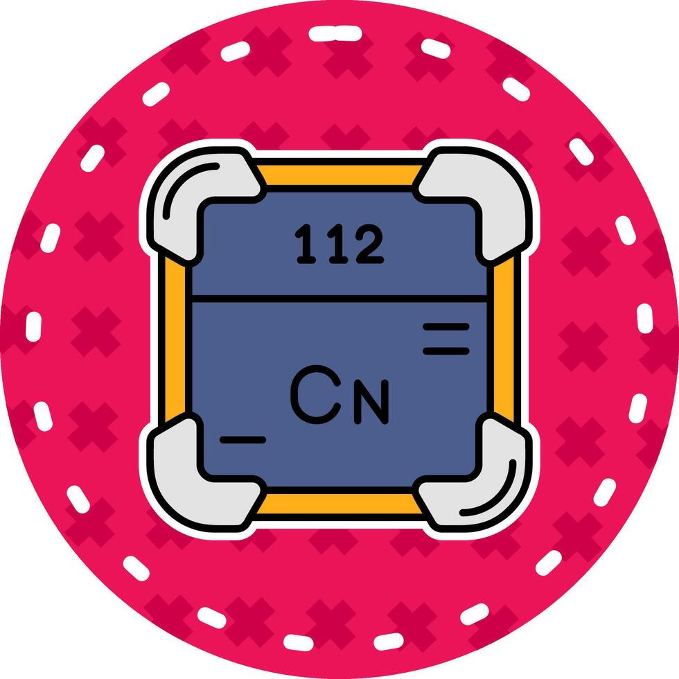 copernicium linea pieno etichetta icona vettore