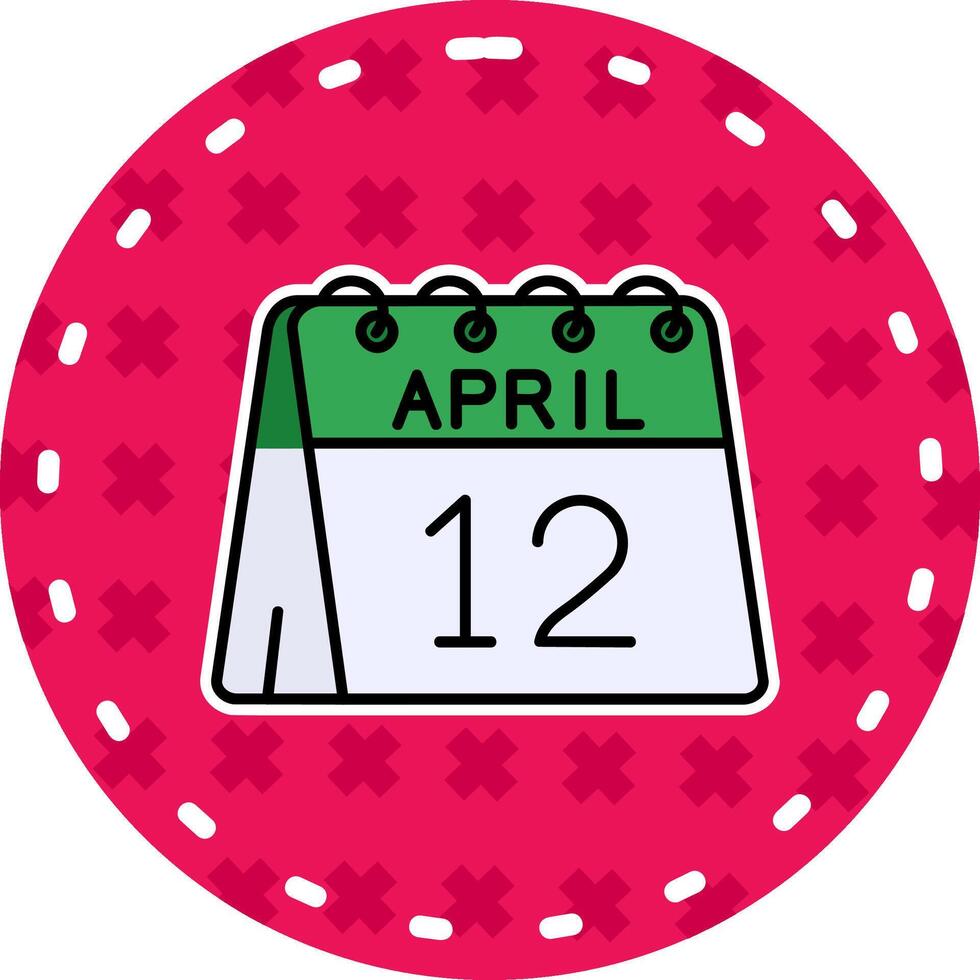 12 ° di aprile linea pieno etichetta icona vettore