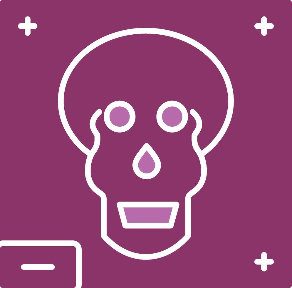cranio X - raggio glifo Due colore icona vettore