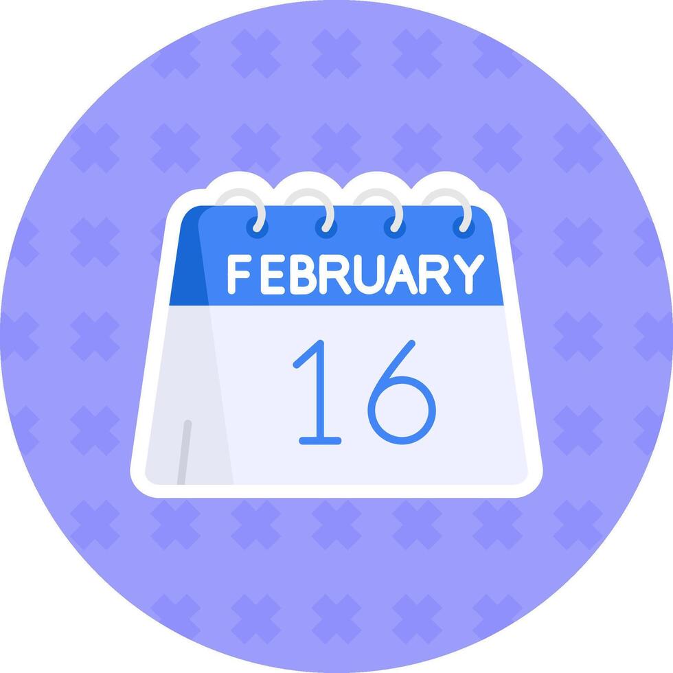 16 ° di febbraio piatto etichetta icona vettore
