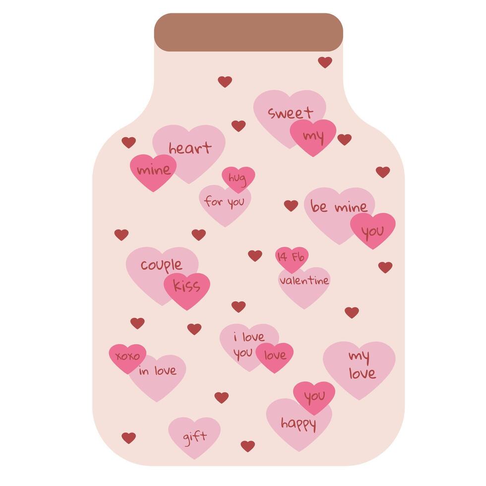 vaso con San Valentino giorno carte vettore