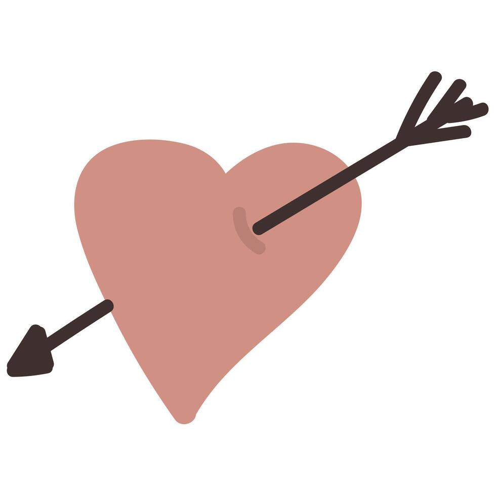 disegnato a mano illustrazione di cuore trafitto di un freccia. scarabocchio isolato su bianca sfondo. vettore