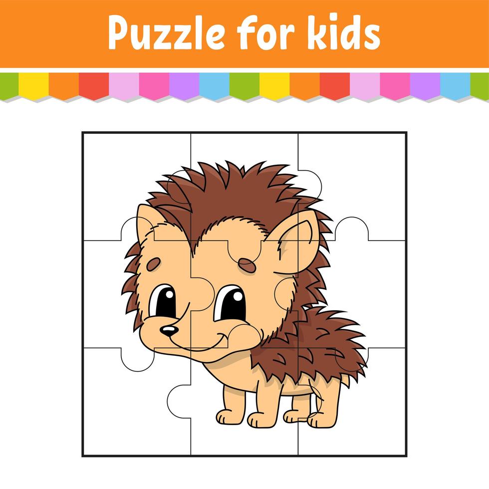 gioco di puzzle per bambini. pezzi di puzzle. foglio di lavoro a colori. attività page.isolated illustrazione vettoriale. stile cartone animato. vettore