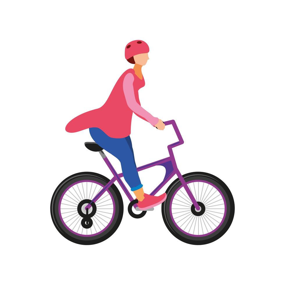 donna in sella a una bicicletta vettore