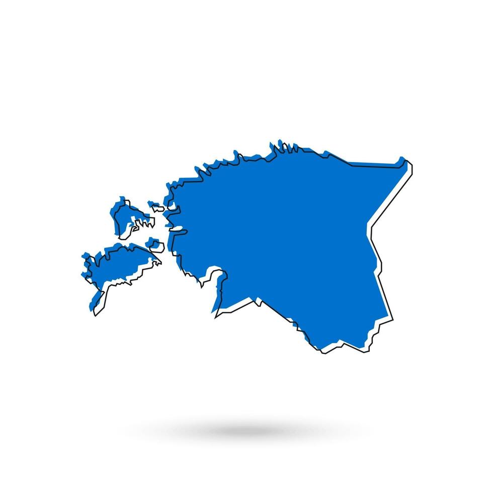 illustrazione vettoriale della mappa blu dell'estonia su sfondo bianco