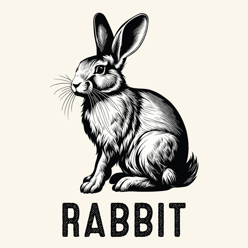 mano disegnato coniglio inciso Vintage ▾ stile vettore