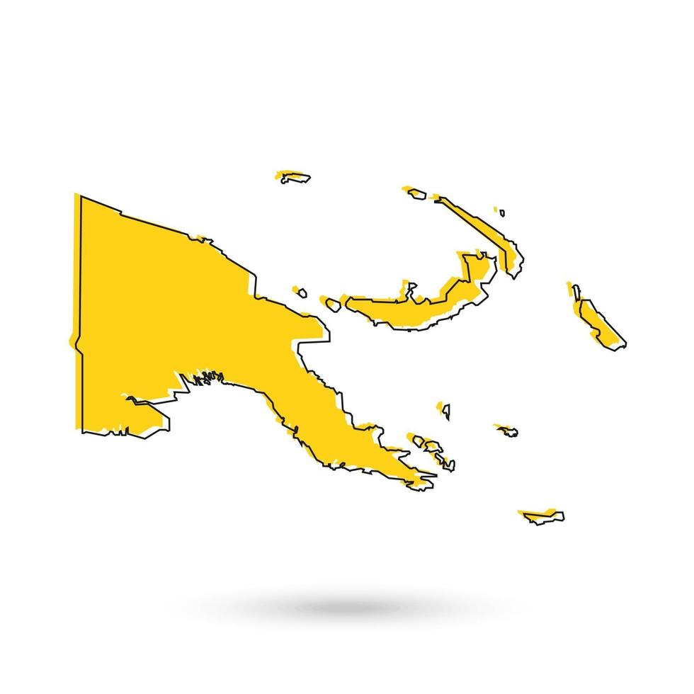 mappa gialla della papua nuova guinea su sfondo bianco vettore