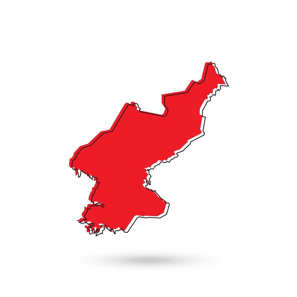 illustrazione vettoriale della mappa rossa della corea del nord su sfondo bianco