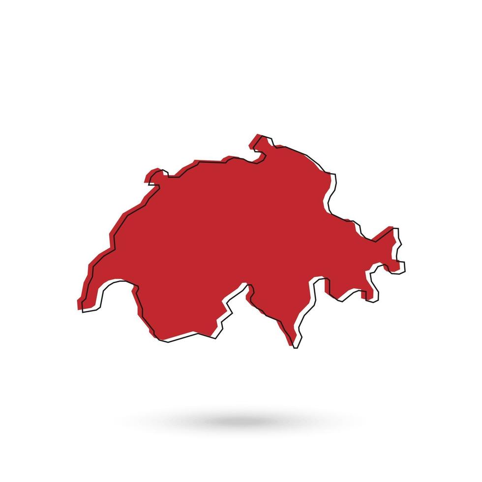 illustrazione vettoriale della mappa rossa della svizzera su sfondo bianco