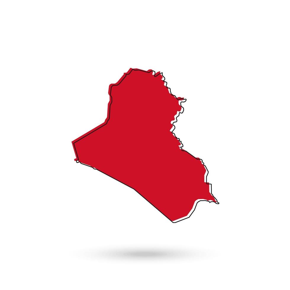 illustrazione vettoriale della mappa rossa dell'Iraq su sfondo bianco