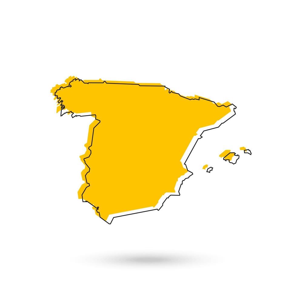 illustrazione vettoriale della mappa gialla della spagna su sfondo bianco
