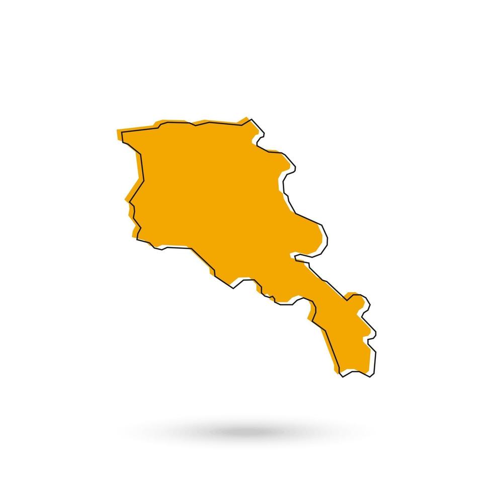 illustrazione vettoriale della mappa gialla dell'Armenia su sfondo bianco