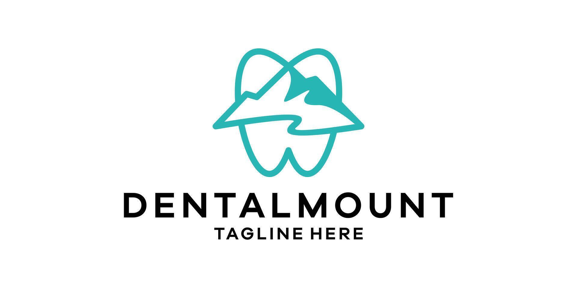 dentale combinazione logo design con montagne, minimalista linea logo design. vettore