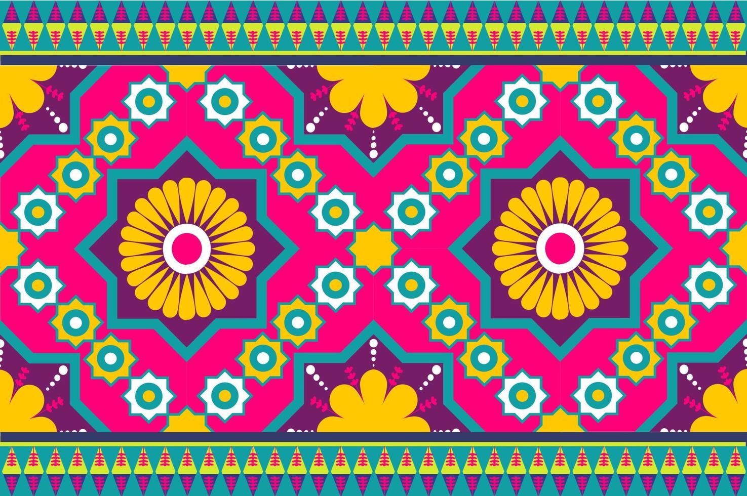 colorato motivo etnico marocchino e indiano senza cuciture con disegno di sfondo tradizionale della natura per moquette, carta da parati, abbigliamento, confezionamento, batik, tessuto, stile ricamo illustrazione vettoriale. vettore