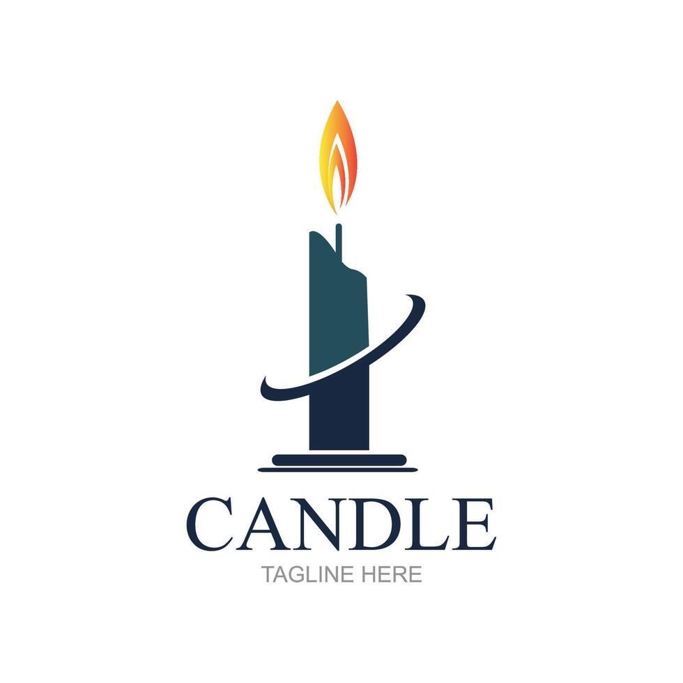 candela fiamma logo nel un' cornice,luminosa fuoco forma vettore illustrazione