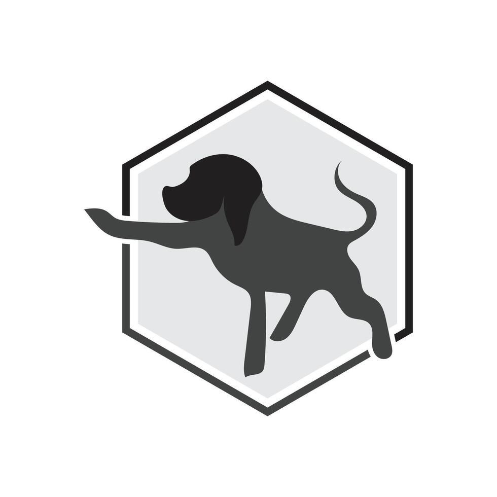 esagono cane logo e simbolo elemento illustrazione vettore su bianca e grigio sfondo