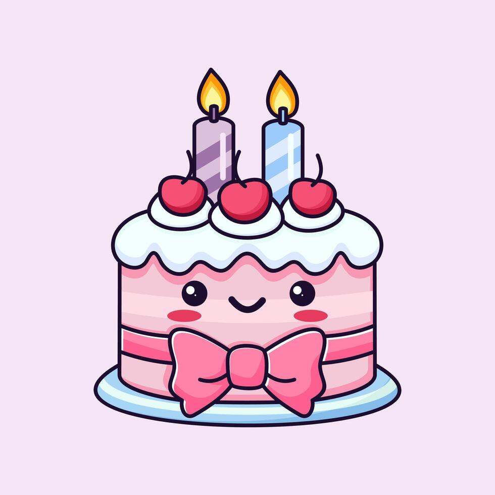 carino compleanno torta cartone animato vettore icona illustrazione cibo vacanza icona concetto