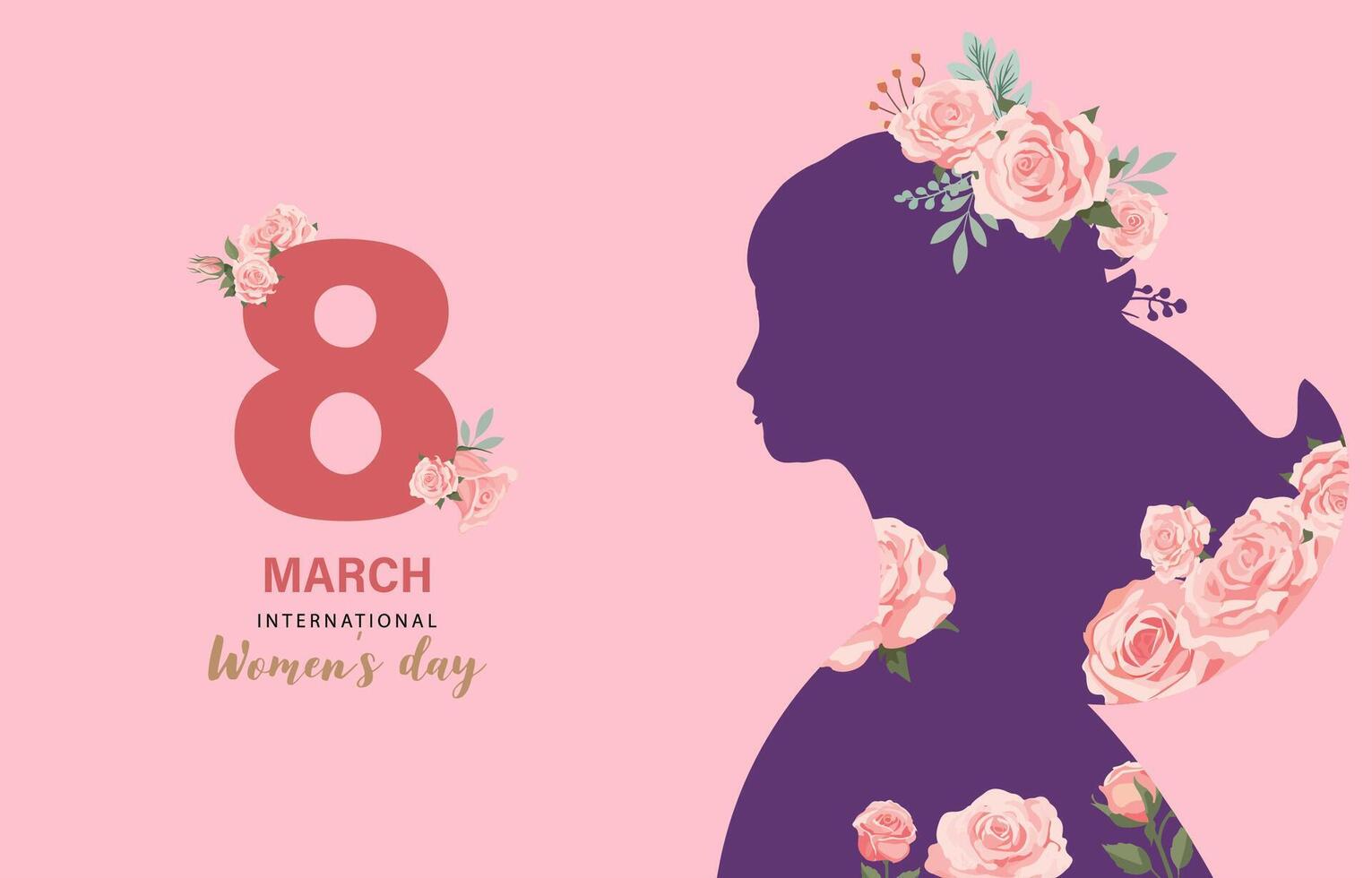 internazionale donne giorno con rosa uso per orizzontale bandiera design vettore