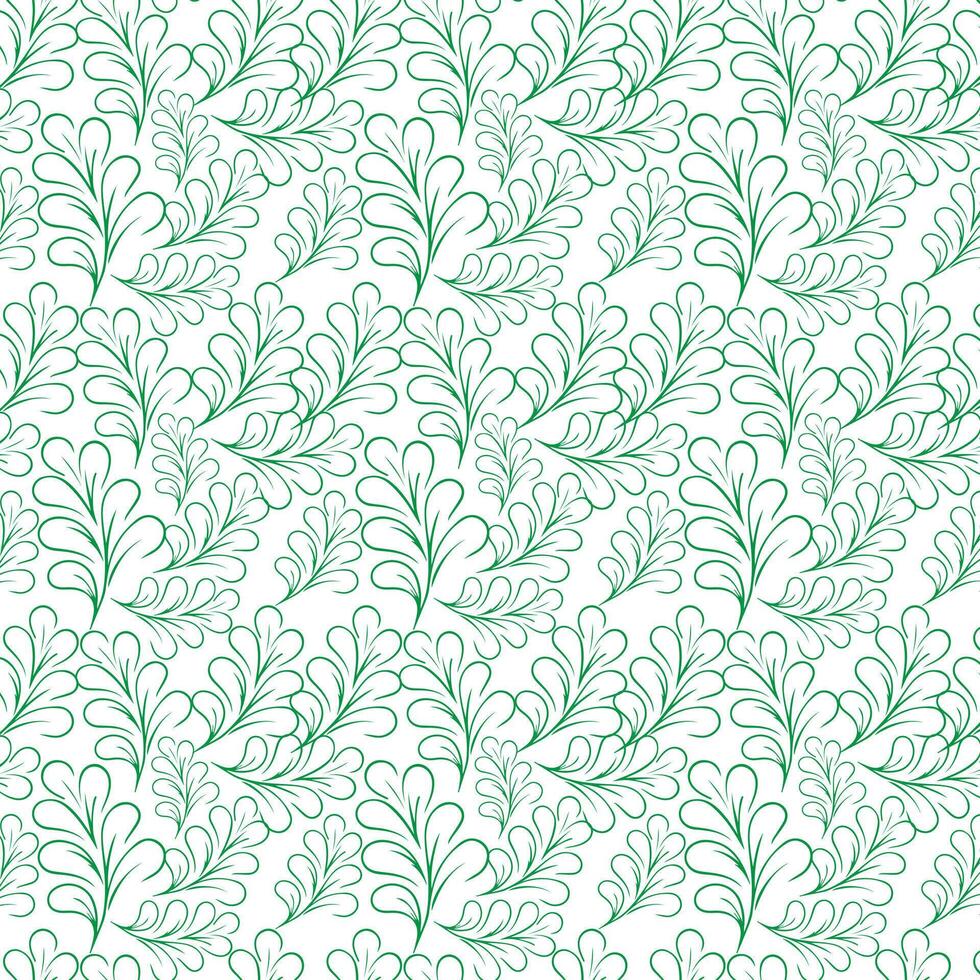 mano disegnare floreale senza soluzione di continuità modello di verde le foglie primavera fiorire vettore design su un' bianca sfondo