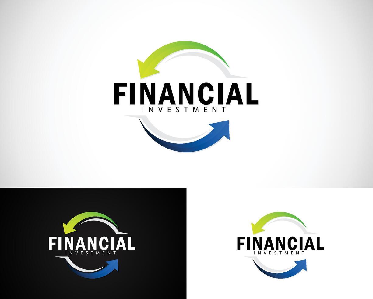 finanziario logo creativo crescita mercato attività commerciale investire cartello simbolo freccia cerchio emblema vettore