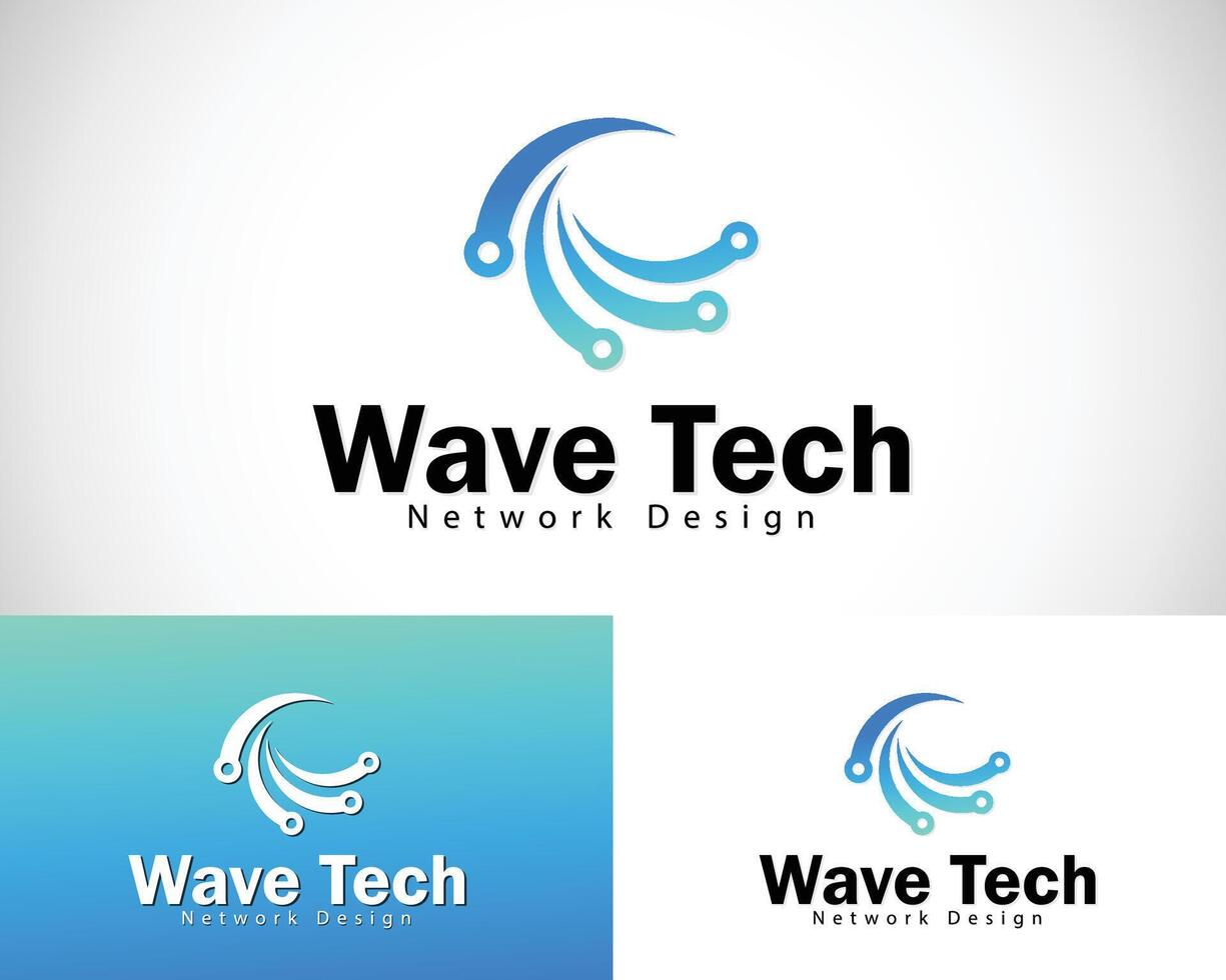 onda Tech logo creativo design concetto Rete Collegare digitale vettore