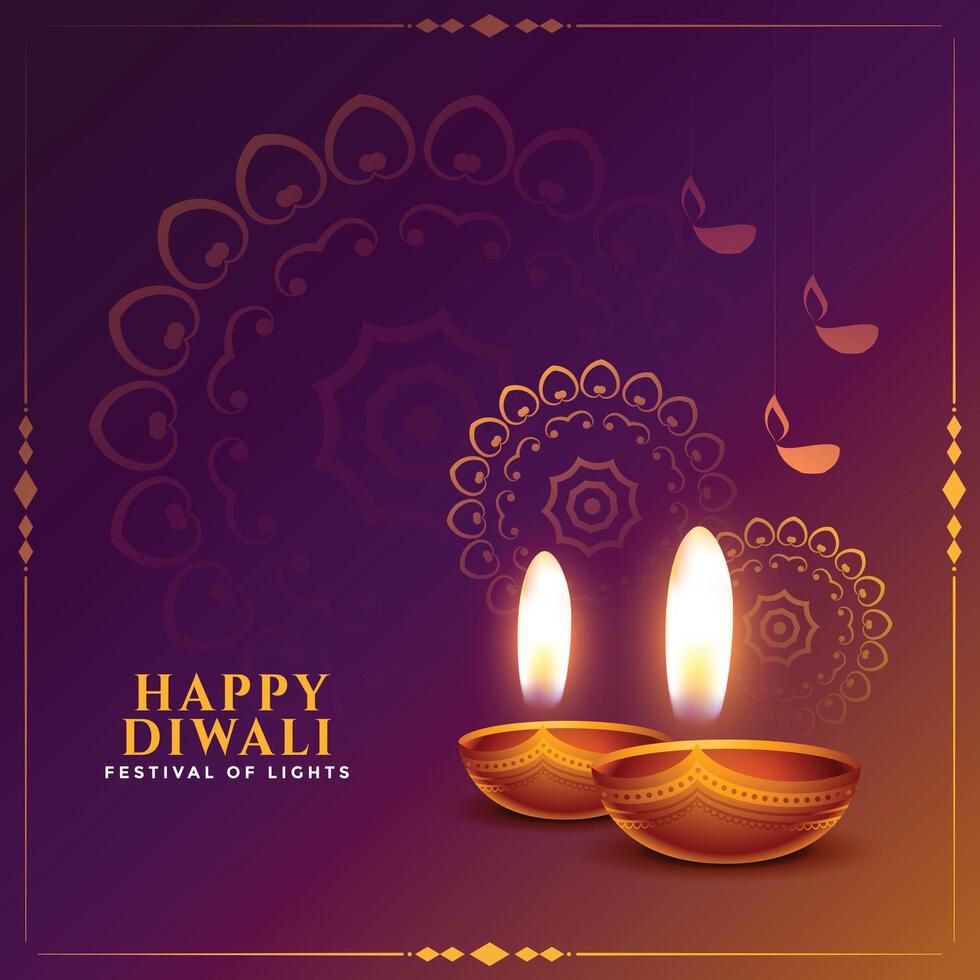 Diwali Festival sfondo con realistico diya design vettore