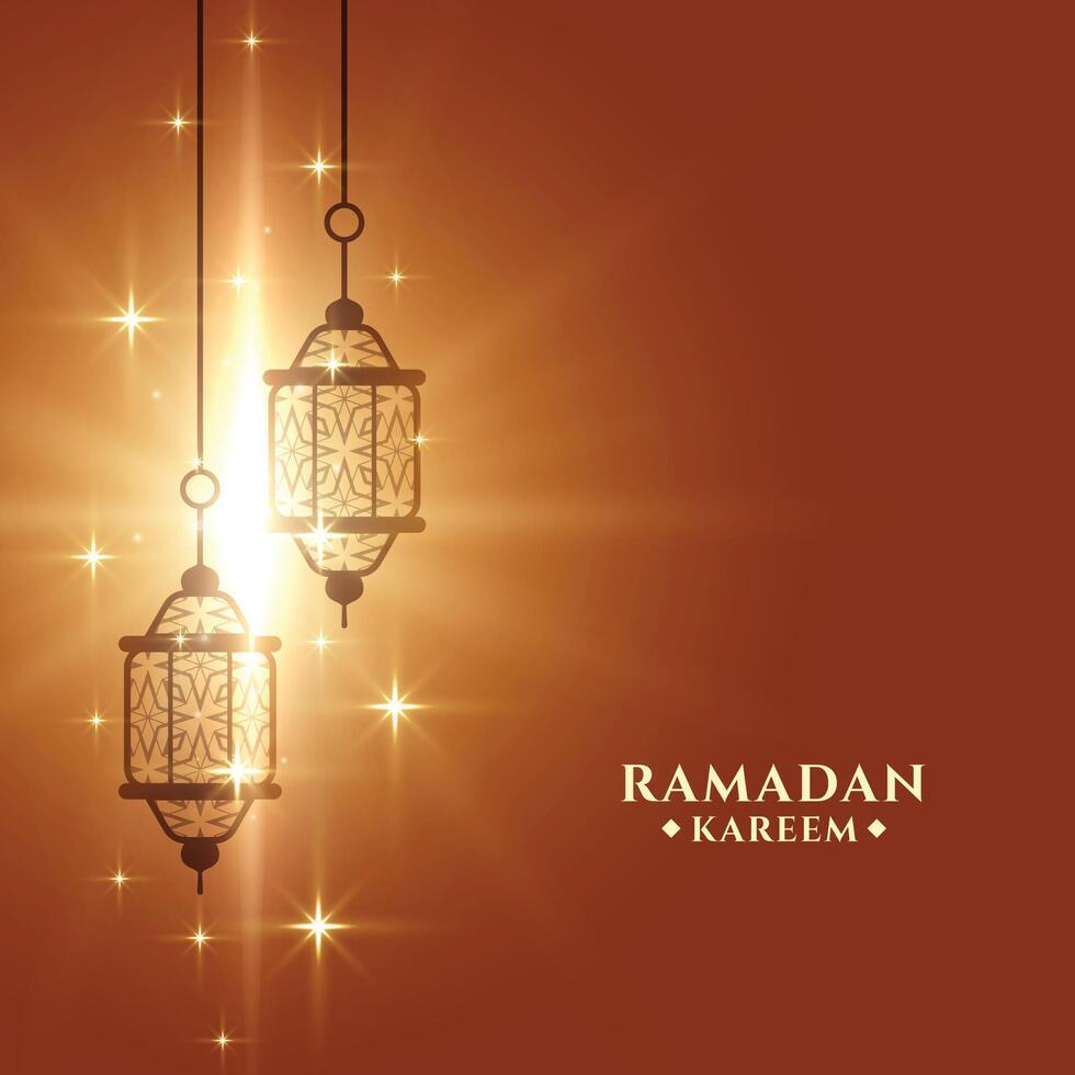 brillante Ramadan kareem saluto carta modello design vettore