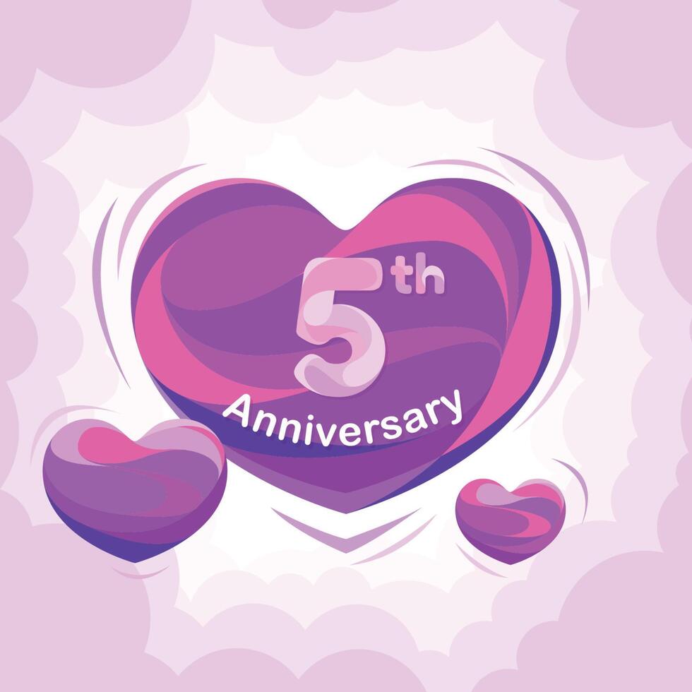 5 anni anniversario vettore icona, logo, saluto carta. design elemento con slapstick per 5 ° anniversario