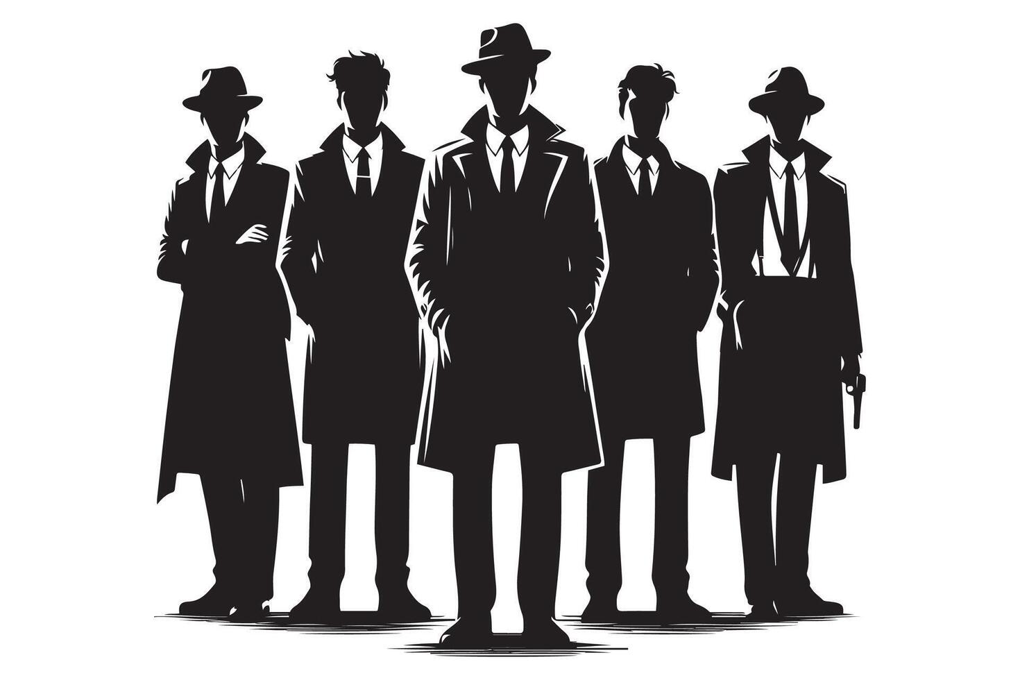 ai generato mafia silhouette vettore, investigatore silhouette vettore isolato su bianca sfondo