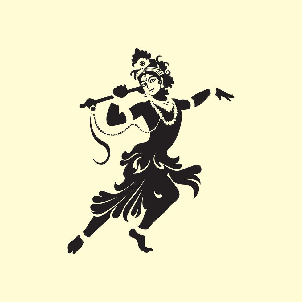 krishna silhouette vettore arte, icone, e grafica