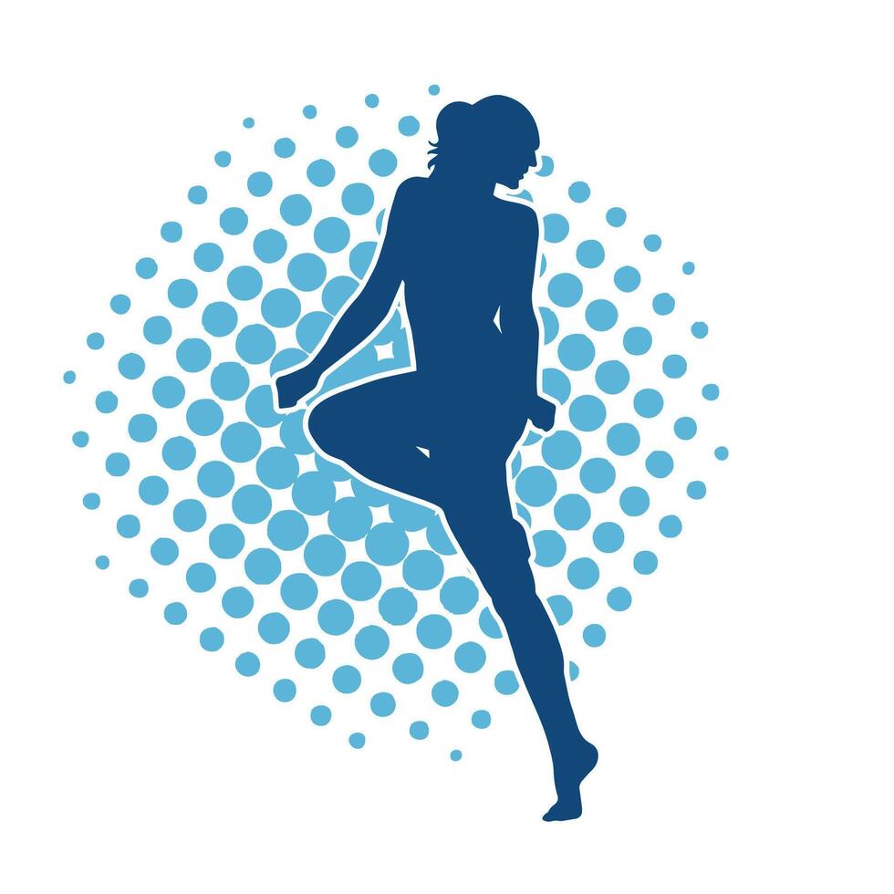silhouette di un' femmina ballerino nel azione posa. silhouette di un' donna danza felicemente. vettore