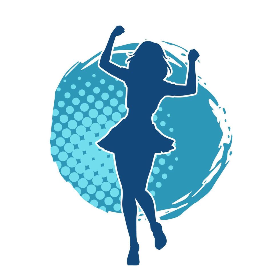 silhouette di un' femmina ballerino indossare mini gonna nel azione posa. silhouette di un' sottile donna danza felicemente. vettore