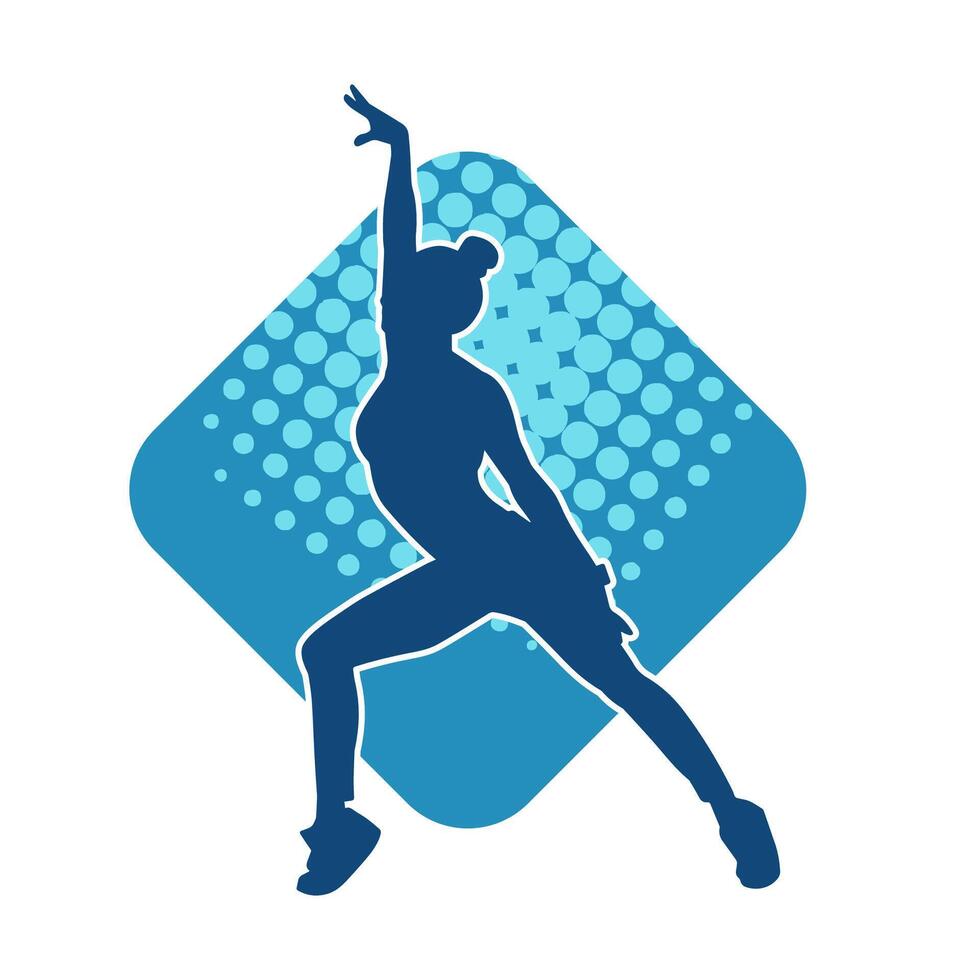 silhouette di sottile femmina fare esercizio. silhouette di un' sportivo donna fare Palestra allenarsi posa. vettore