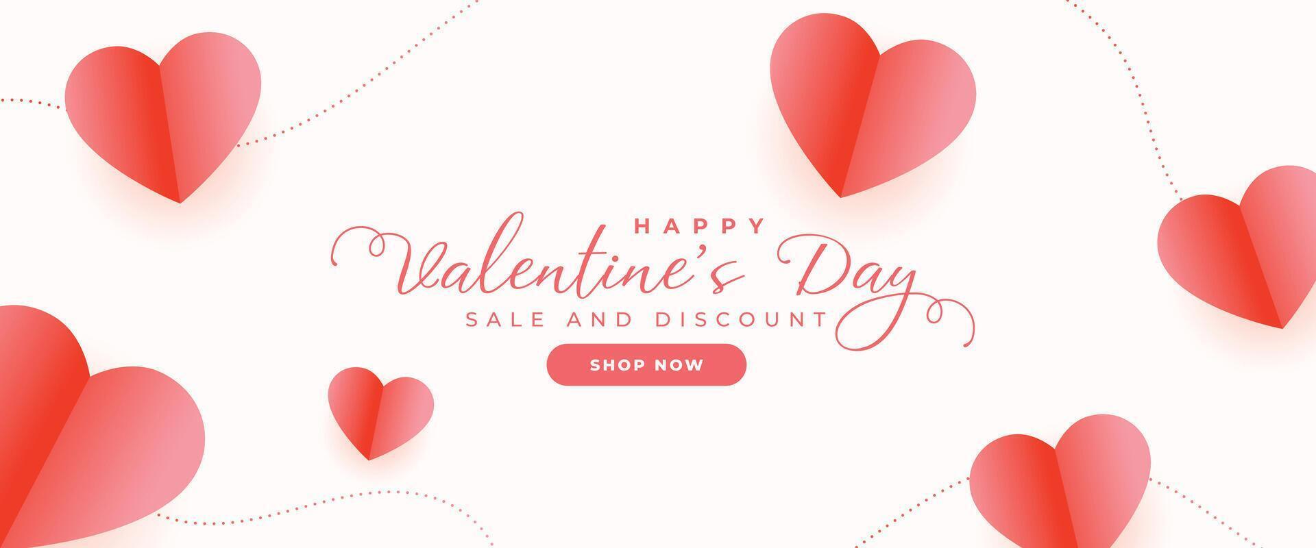 san valentino giorno vendita e sconto bandiera con bello carta cuori vettore