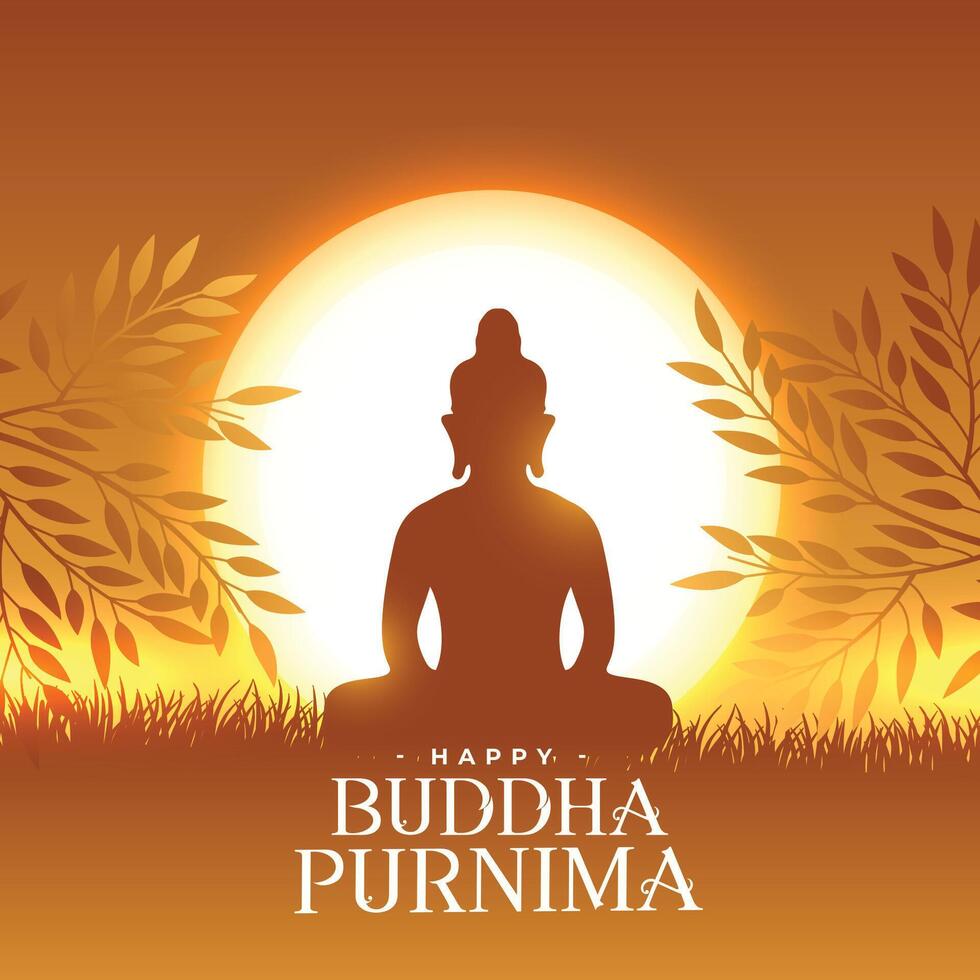 contento Budda purnima religioso sfondo per fede e pace vettore
