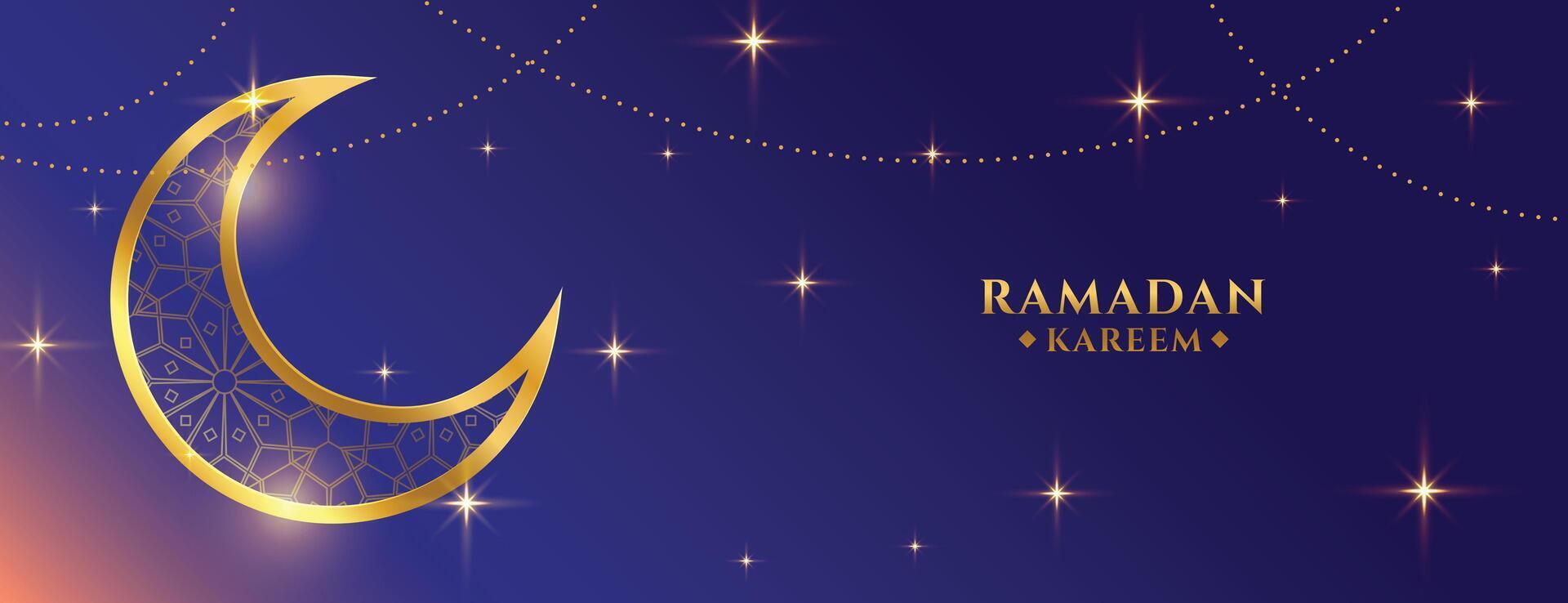 Ramadan kareem o eid mubarak brillante scintillante bandiera design vettore