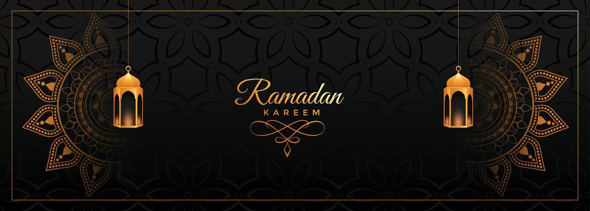 decorativo Ramadan kareem bandiera con mandala arte vettore