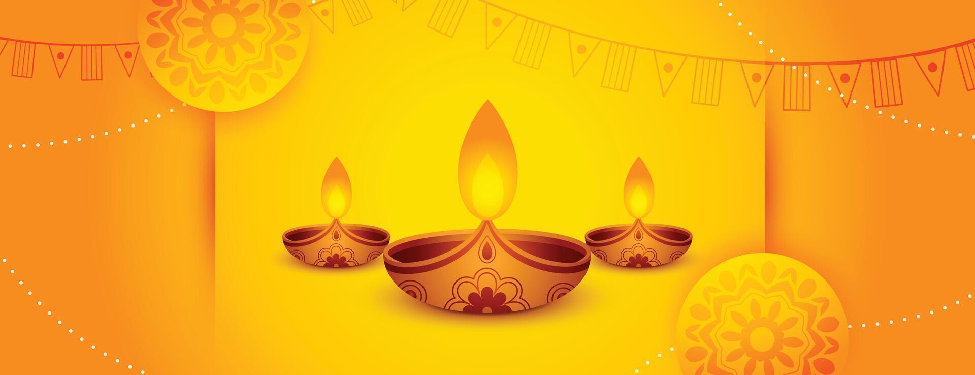 decorativo giallo arancia Diwali ragnatela bandiera vettore