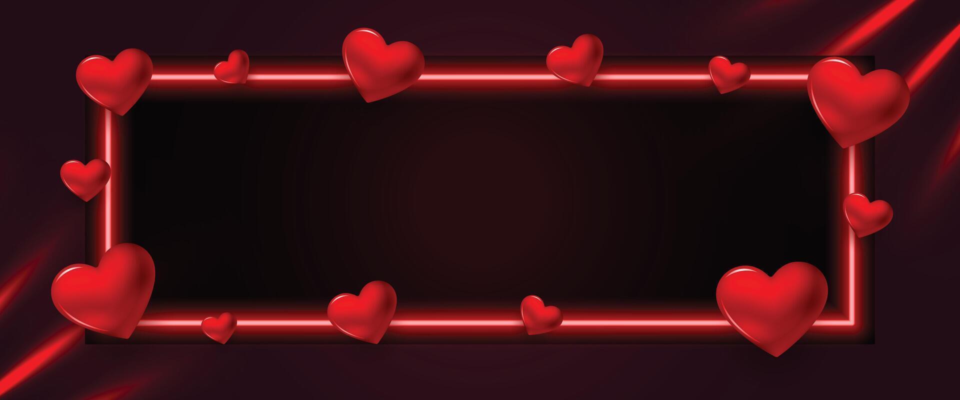 realistico amore cuori con testo spazio per san valentino giorno evento vettore