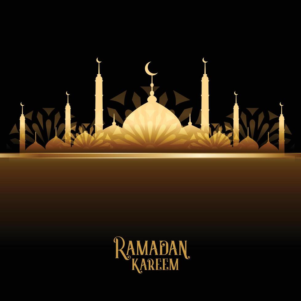 Ramadan kareem d'oro moschea design carta vettore