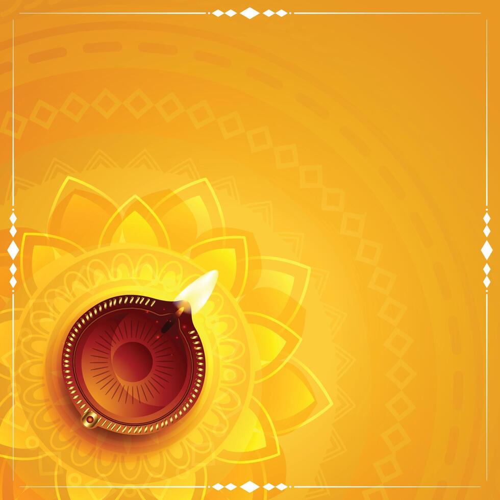 contento Diwali giallo decorativo carta design vettore