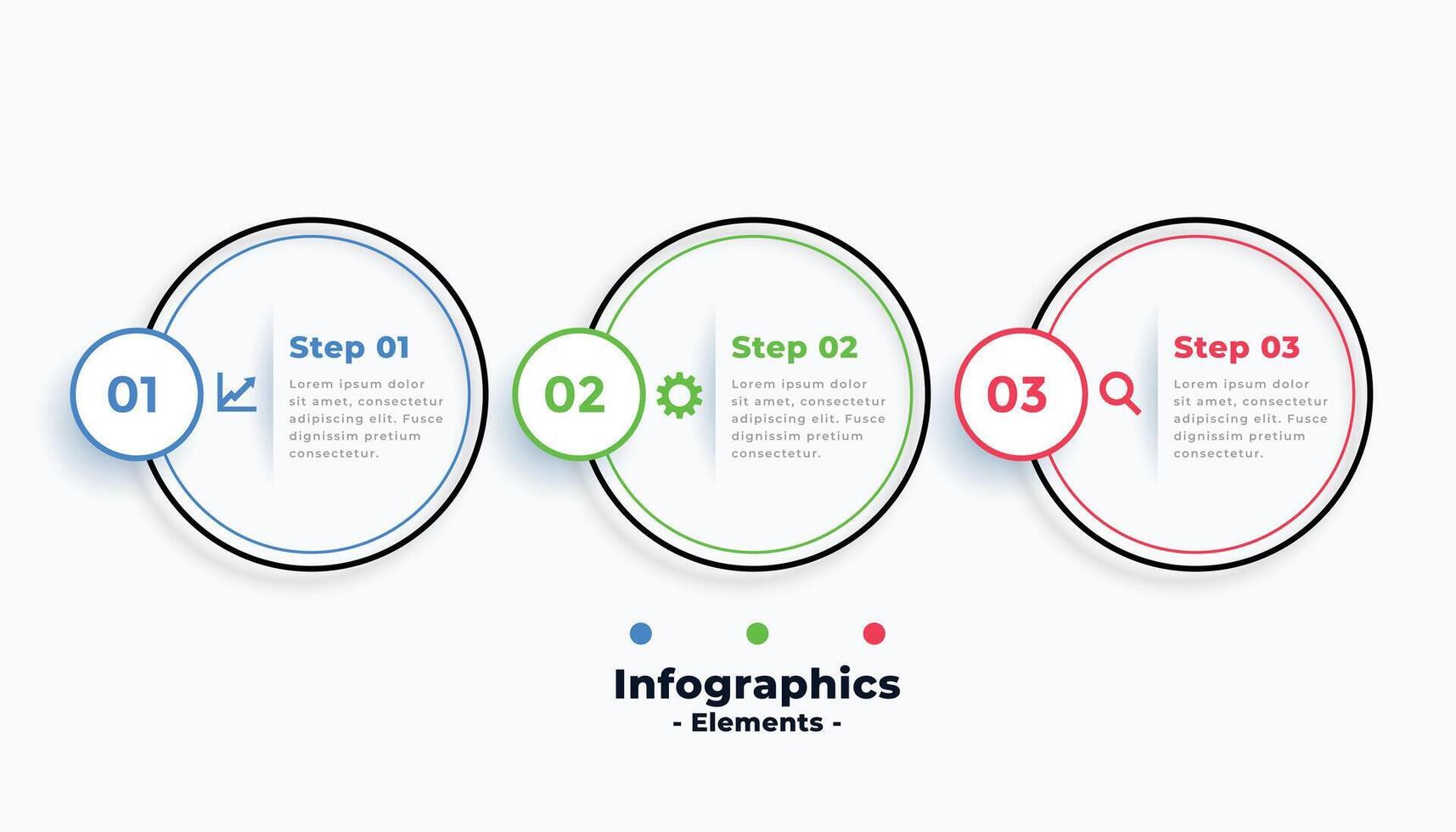 tre passaggi professionale circolare Infografica modello vettore